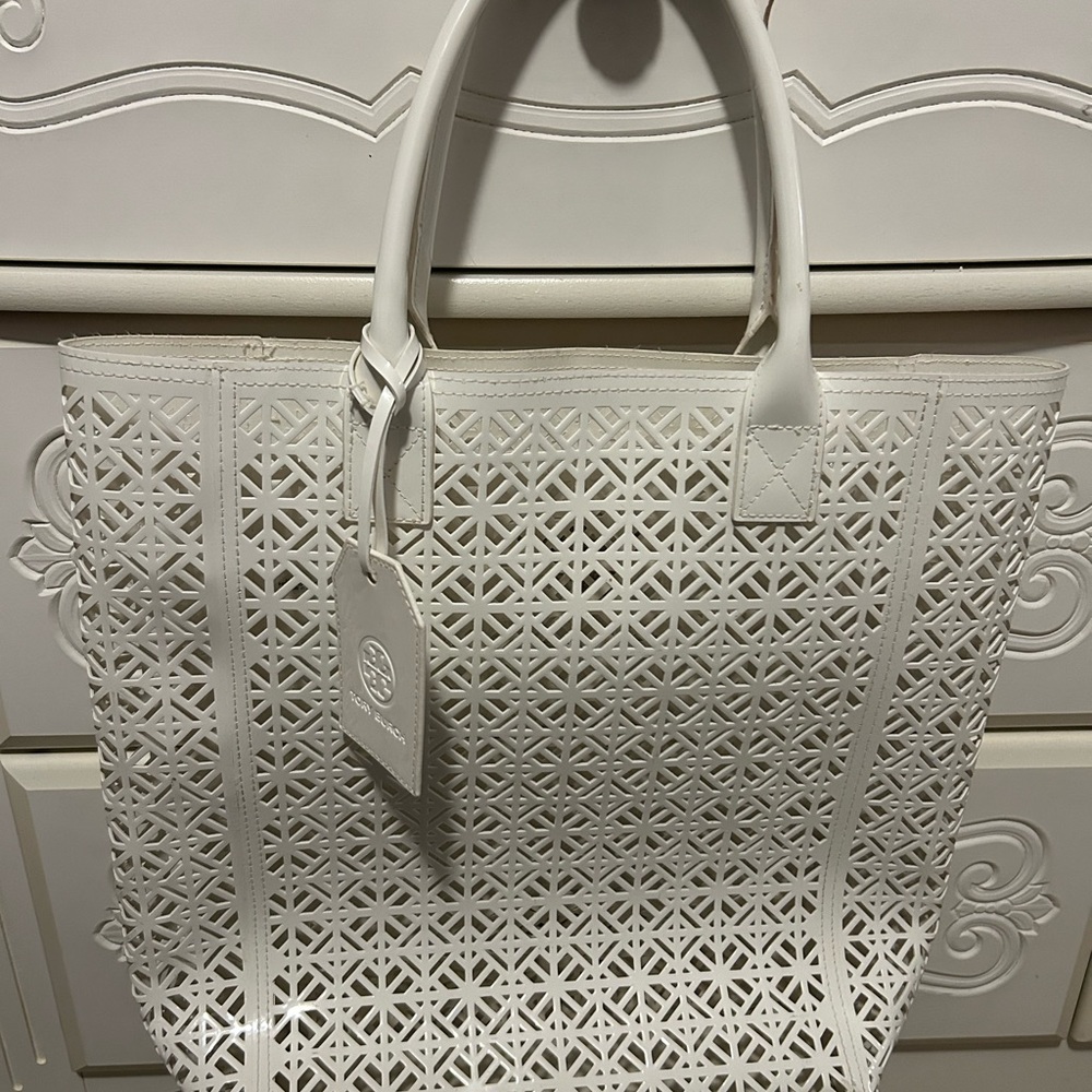 Tory Burch Laser Cut Out PVC Beach Tote